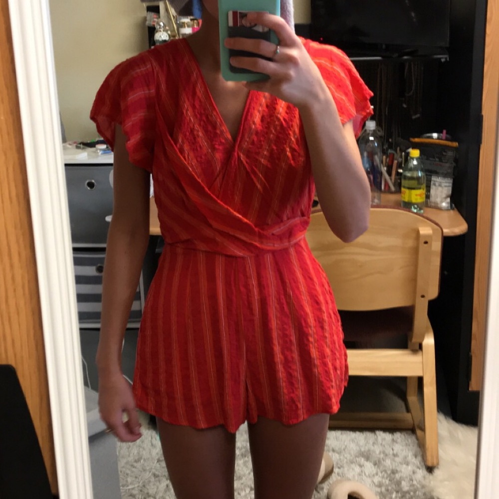 boutique romper red and orange